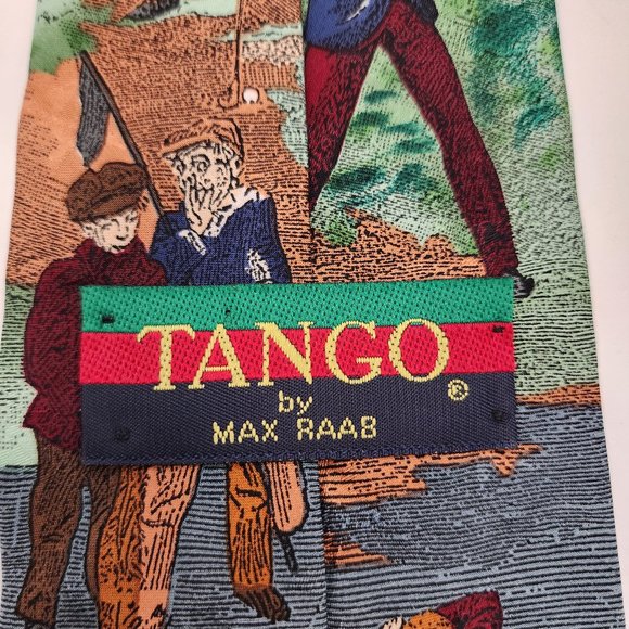 Tango by Max Raab Men's Silk Necktie Americana Series Fore! Golfers 3.5"W X 58"L - Picture 6 of 8